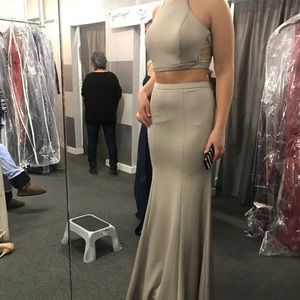 Formal satin evening gown perfect for prom